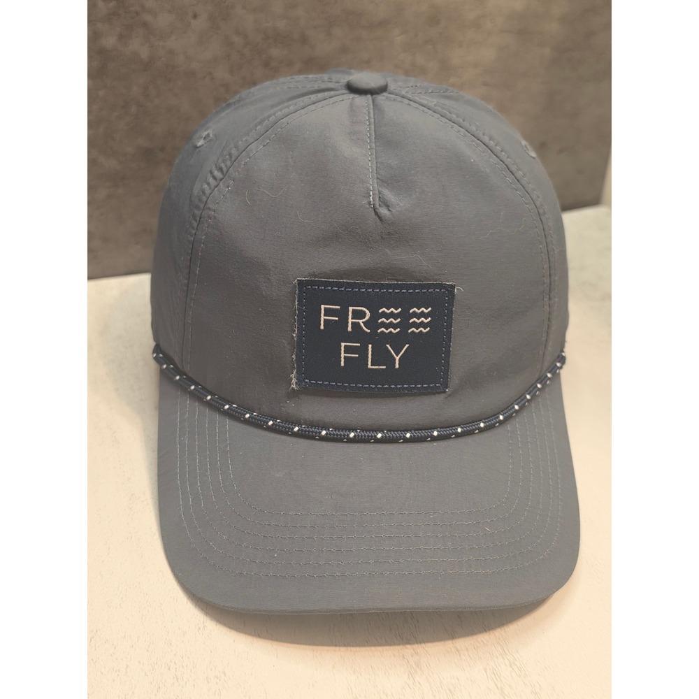 Free Fly Mens Gray Rope Hat Snapback Fishing Cap Logo Patch Adjustable